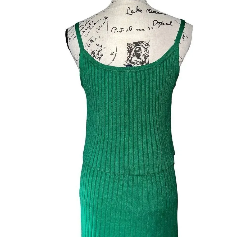 Scoop‎ NYC green 2-piece tank sweater & skirt set small 4-6